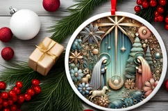 Round Christmas Ornament Sublimation|Clipart Product Image 1