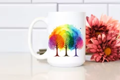 Colorful Simple Watercolor Rainbow Trees | Clipart Product Image 2