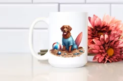 Chesapeake Bay Retriever Sitting in Sand Sublimation Clipart Product Image 2