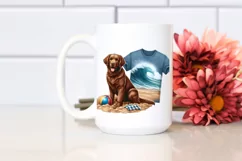 Chesapeake Bay Retriever Sitting in Sand Sublimation Clipart Product Image 2