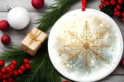 Snow Flake Christmas Round Cute Ornament Sublimation Product Image 1