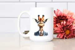Funny Giraffe Portrait Suit | Watercolor Clipart Product Image 2