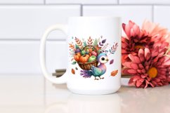 Quirky Baby Peacock Holding Basket Filled with Autumn Product Image 2