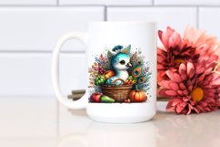 Quirky Baby Peacock Holding Basket Filled with Autumn Product Image 2