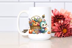 Quirky Baby Peacock Holding Basket Filled with Autumn Product Image 2