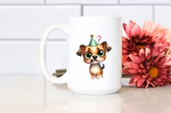 Funny Standing Dog in Party Hat Clipart Product Image 2