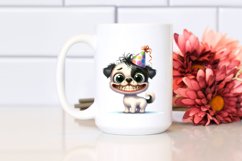 Funny Baby Dog Standing with Party Hat | Watercolor Clipart Product Image 2