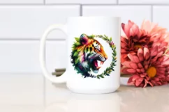 Abstract Tiger with Plant Leaves PNG Product Image 2