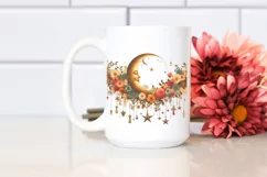Vintage Half Moon with Flowers, PNG Product Image 2