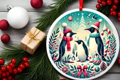 Round Christmas Ornament Sublimation|Clipart Product Image 1