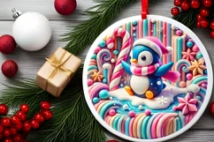 Round Christmas Ornament Sublimation|Clipart Product Image 1