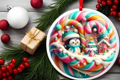 Round Christmas Ornament Sublimation|Clipart Product Image 1