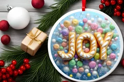 Joy Christmas Round Ornament Sublimation Product Image 1