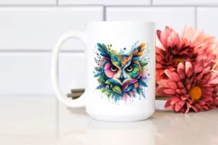 Abstract Owl with Plant Leaves PNG Product Image 2