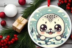 Round Christmas Ornament Sublimation|Clipart Product Image 2