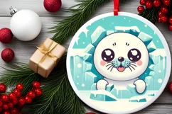 Round Christmas Ornament Sublimation|Clipart Product Image 1