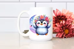 Smiling Baby Penguin with Small Moon PNG Product Image 2