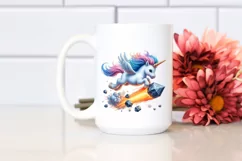 Baby Unicorn Space Dive, Vibrant PNG Product Image 2