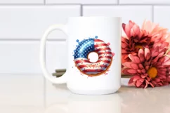 Watercolor Vintage Donut - USA Flag Colors Product Image 2