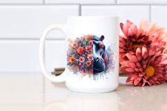 Artistic Vibrant Hippo Covered with Flowers|Clipart Product Image 2
