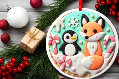 Round Christmas Ornament Sublimation|Clipart Product Image 1