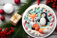 Round Christmas Ornament Sublimation|Clipart Product Image 1