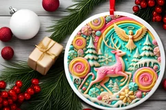 Round Christmas Ornament Sublimation|Clipart Product Image 1