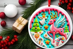 Round Christmas Ornament Sublimation|Clipart Product Image 1