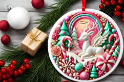 Round Christmas Ornament Sublimation|Clipart Product Image 1