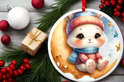 Cute Vintage Christmas Bunny PNG Product Image 2