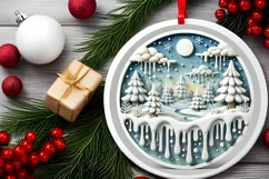 Round Christmas Ornament Sublimation|Clipart Product Image 1