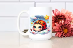 Colorful Baby Ladybug with Stars and Clouds | Clipart Product Image 2