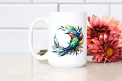 Abstract Bird with Plant Leaves PNG Product Image 2