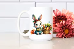 Baby Rabbit with Autumn Vegetables, Watercolor Style, Product Image 2