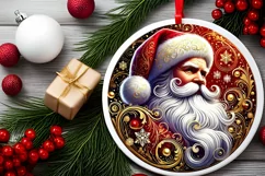Round Christmas Ornament Sublimation|Clipart Product Image 1