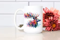 Artistic Deer,Vibrant Flower | Clipart Product Image 2