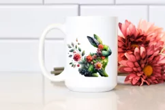 Abstract Bunny with Plant Leaves and 3D Flowers PNG Product Image 2