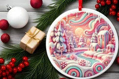 Round Christmas Ornament Sublimation|Clipart Product Image 1
