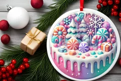Round Christmas Ornament Sublimation|Clipart Product Image 1