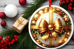 Round Christmas Ornament Sublimation|Clipart Product Image 1