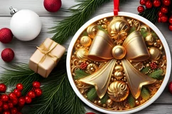 Round Christmas Ornament Sublimation|Clipart Product Image 1
