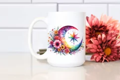Vibrant Half Moon with Flowers, Transparent PNG Product Image 2