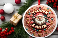 Thank Santa Christmas Round Cute Ornament Sublimation Product Image 1