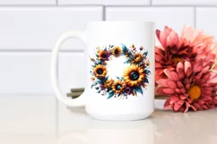 Vibrant Sunflower Wreath Watercolor Clipart Product Image 2