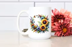 Vibrant Sunflower Wreath Watercolor Clipart Product Image 2