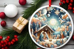 Round Christmas Ornament Sublimation|Clipart Product Image 1