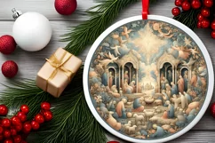 Round Christmas Ornament Sublimation|Clipart Product Image 1