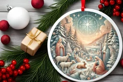Round Christmas Ornament Sublimation|Clipart Product Image 1