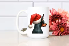 Cute Doberman Pinscher with Santa Hat, Summer PNG Product Image 2