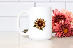 Abstract Wooden Small Stained Sunflower | Clipart Product Image 2